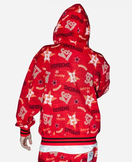 Supreme Mitchell & Ness SS26 Houston Astros Red Zip Up Hooded Sweatshirt