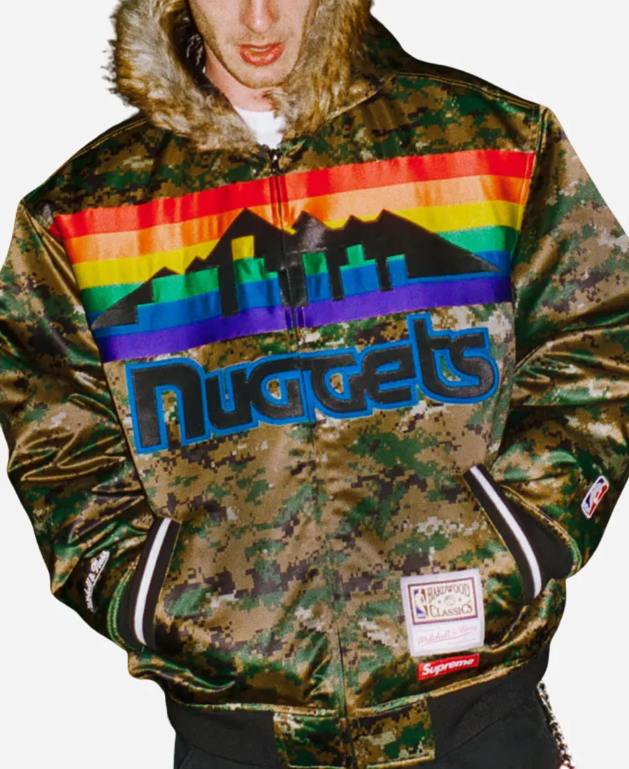 Supreme x Mitchell & Ness Denver Nuggets Camo Varsity Jacket Supreme x Mitchell & Ness Denver Nuggets Camo Varsity Jacket