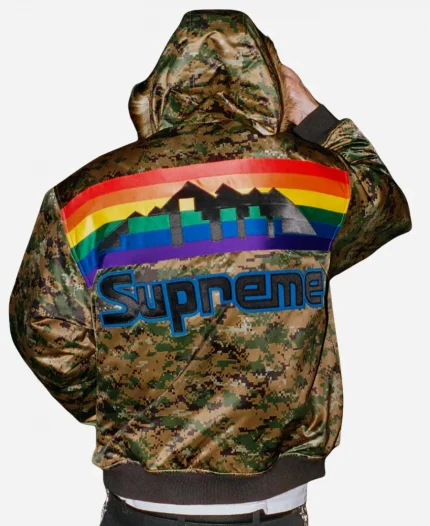 Supreme x Mitchell & Ness SS26 Denver Nuggets Camo  Hooded Varsity Jacket