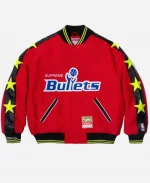 Supreme x Mitchell & Ness SS26 Washington Bullets Red Varsity Jacket