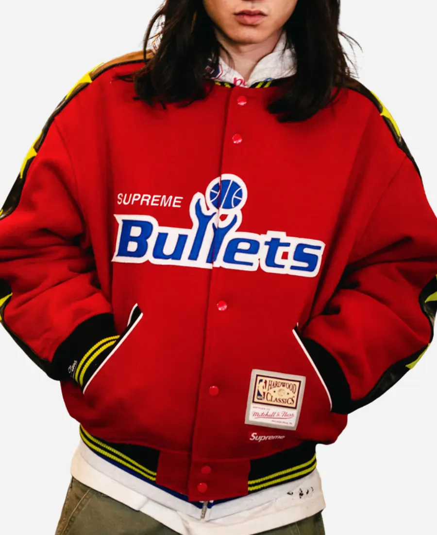 Supreme x Mitchell & Ness Washington Bullets Varsity Jacket Supreme x Mitchell & Ness Washington Bullets Wool Varsity Jacket