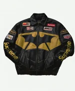 Supreme x The Batman Gotham City Racing Black Leather Jacket 
