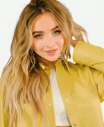 Tall Girl Promotional Event Sabrina Carpenter Yellow Leather Jacket