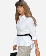 Taylor Swift NYC 2026 Stella McCartney White Peplum Shirt