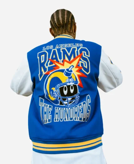 The Hundreds x LA Rams Blue & White Full-Snap Varsity Jacket
