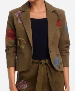 The View 2026 Talk Show Joy Behar Cropped Embroidered Brown Blazer