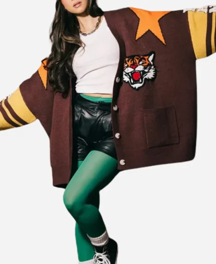 The View 2026 Talk Show Whoopi Goldberg Brown Tiger Cardigan