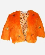 Tv Series Elsbeth S03 Carrie Preston Orange Faux Fur Jacket