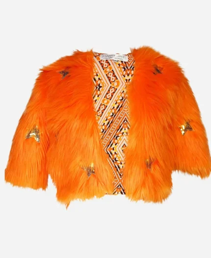 Tv Series Elsbeth S03 Carrie Preston Orange Faux Fur Jacket