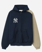Unisex Fear of God ESSENTIALS x New York Yankees MLB Navy Half-Zip Graphic Hoodie