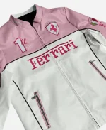 Unisex Ferrari Formula 1 Racing Pink Leather Jacket