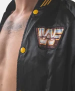 WWE Legends 80s Black Satin Varsity Jacket