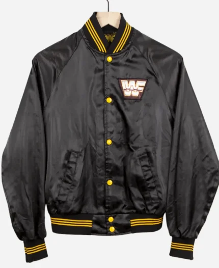 WWE Legends 80s Black Satin Varsity Jacket For Men & Women