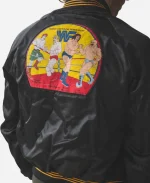 WWE Legends 80s Black Satin Varsity Jacket For Sale