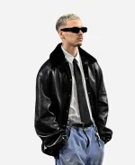 Willy Chavarria FW26 Romeo Beckham Fur Leather Jacket