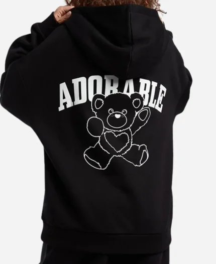 Black Adorable Printed Pullover Hoodie - Jacket Era
