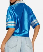Women’s Fashion Nova NFL Detroit Lions Blue Short Sleeves Cropped Shirt