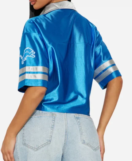Women’s Fashion Nova NFL Detroit Lions Blue Short Sleeves Cropped Shirt