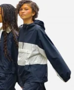 Zendaya 2026 SoHo Street Windbreaker Anorak Jacket In BBlue & White