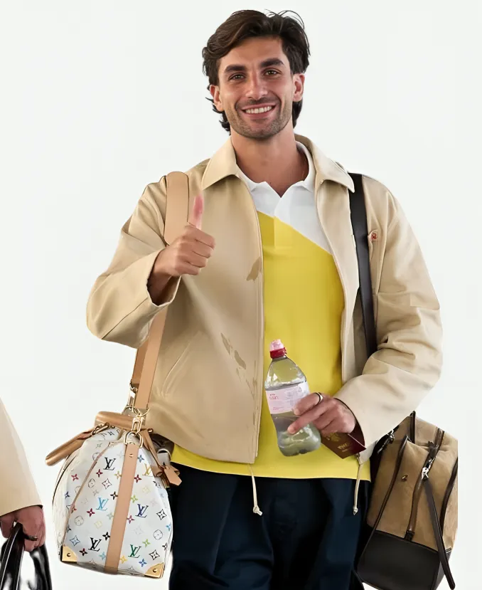 2026 FIFA World Cup Spain Football Team Arrival Beige Jacket FIFA World Cup 2026 Spain Team Arrival Beige Jacket
