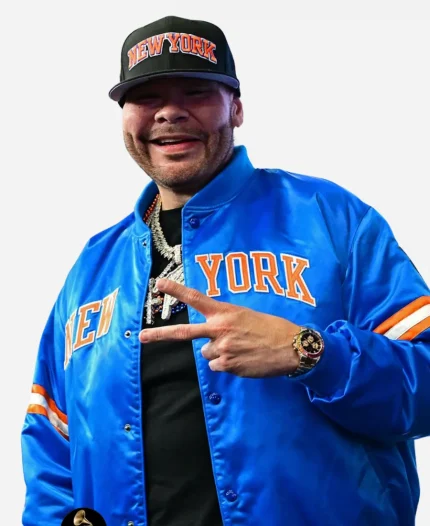 Knicks & Spurs Game 3 Fat Joe New York Blue Satin Jacket