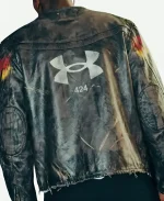 424 x Under Armour Black Leather Jacket