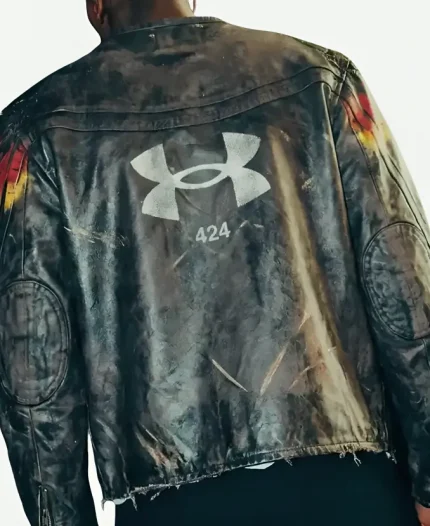 424 x Under Armour Black Leather Jacket