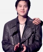 2026 American Music Awards Suga Black Leather Peacoat