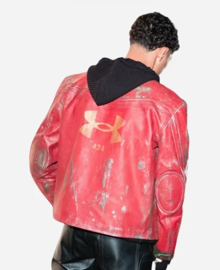 424 x Under Armour 2026 World Cup Red Distressed Leather Jacket