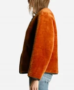 Kerri Kenney The Four Seasons S02 Anne’s Reversible Orange Leather Sherpa Jacket