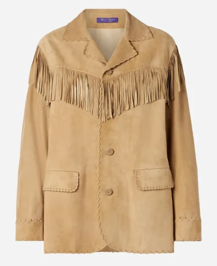 Annette Bening Dutton Ranch 2026 Premiere Fringe Suede Jacket