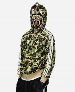 BAPE x Adidas Shark Track Hoodie - Camo Green