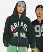 Kim Taehyung 2026 BTS ARIRANG World Tour Las Vegas V Black Full Zip Hoodie