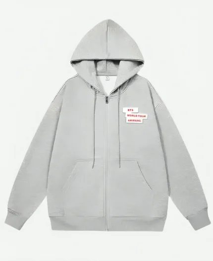BTS ARIRANG 2026 World Tour Heather Grey Zip-up Hoodie