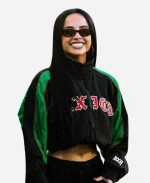 Becky G 2026 Australia vs Mexico Cropped Track Jacket In Black & Green