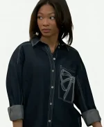 Beyond the Gates S02 Jessica Harris Bow Denim Shirt