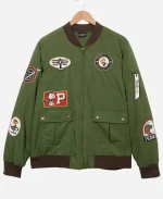 Unisex BoxLunch Peanuts Snoopy Flying Ace Green Bomber Jacket