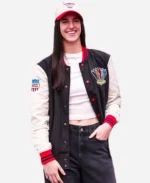 WNBA Caitlin Clark 2026 Grand Marshal IMS Indianapolis 500 Black & White Racing Bomber Jacket