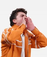2026 Knicks vs Spurs NBA Finals Game 3 Timothee Chalamet Orange Tracksuit