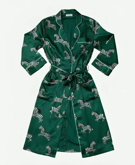 Deborah Vance Hack Zebra Print Silk Robe