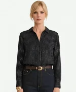 Dutton Ranch S01 Kelly Reilly Black Striped Shirt