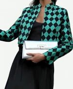 Emily In Paris S06 Emily Cooper Diamond Print Cropped Jacket