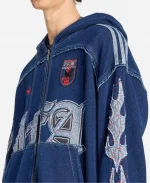 FIFA World Cup 2026 Adidas Japan Embroidered Flames Denim Hooded Jacket
