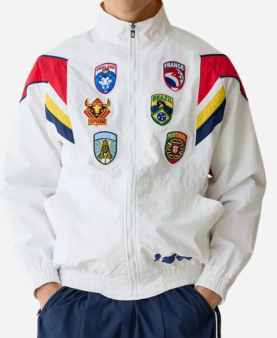 FIFA World Cup 2026 Country Patches White Jacket 2026 FIFA World Cup Country Team Patches White Nylon Jacket
