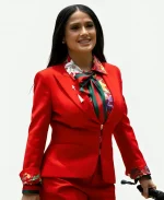 Salma Hayek 2026 World Cup Opening Ceremony Suit in Red