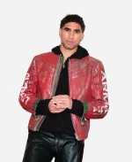 Achraf Hakimi Red Distressed Leather Jacket