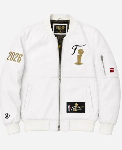 2026 NBA Finals White Leather Jacket