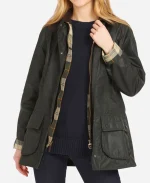From S04 Catalina Sandino Moreno Green Waxed Jacket