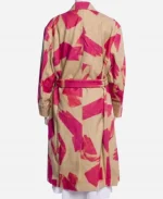 Jean Smart Hacks So5 Deborah Vance Beige and Pink Abstract Printed Trench Coat