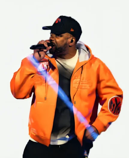Halftime Show Knicks Game 2 Method Man Orange Leather Jacket